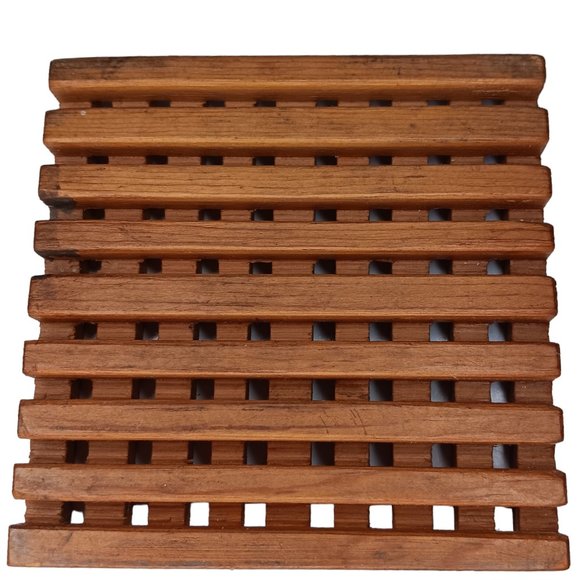 Vintage Wicker and Wood Trivets Set of Five Boho Style - Picture 2 of 7